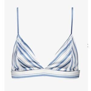 Ser.O.YA Iris Silk Bralette in Blue and White Stripe Size Medium NWT